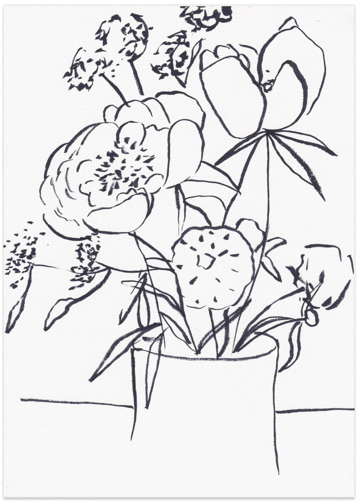 Black and White Floral Small - Art Print by Christine Lindstrom