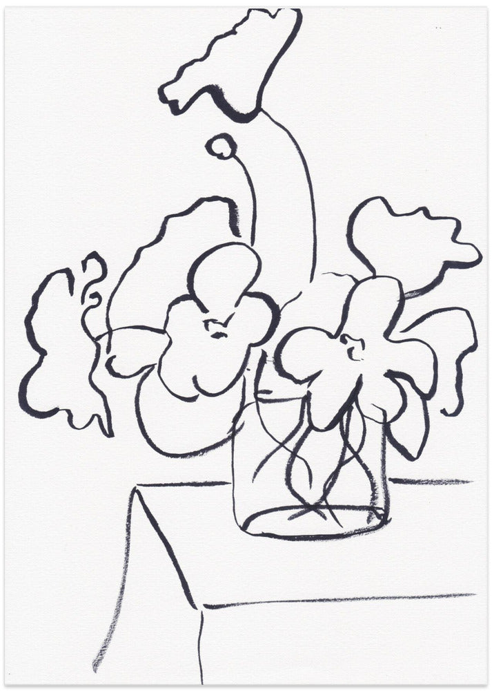 Black and White Poppies Small - Art Print by Christine Lindstrom