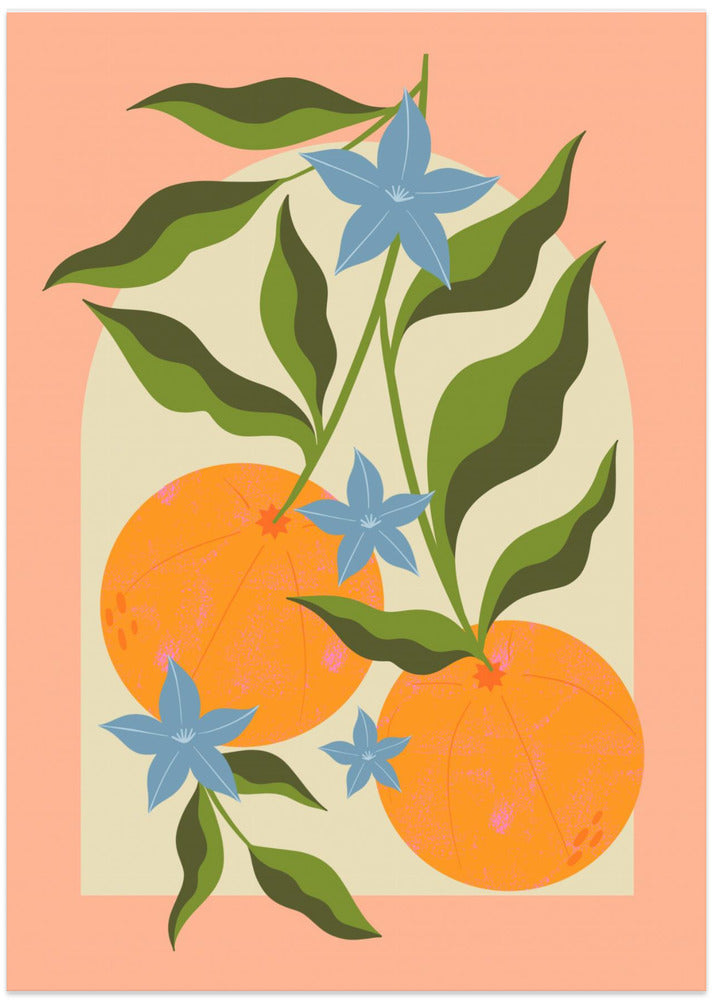 Orange Branch with Flowers - Art Print by Melissa Donne