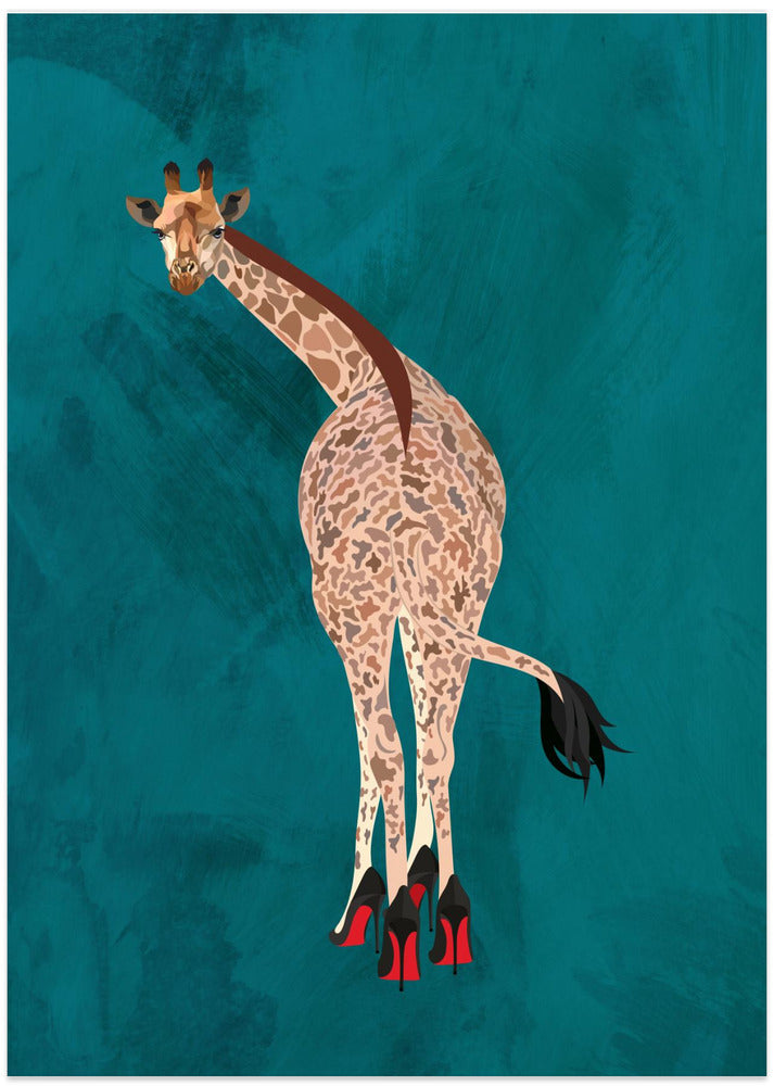 Quirky Giraffe Green - Art Print by Sarah Manovski