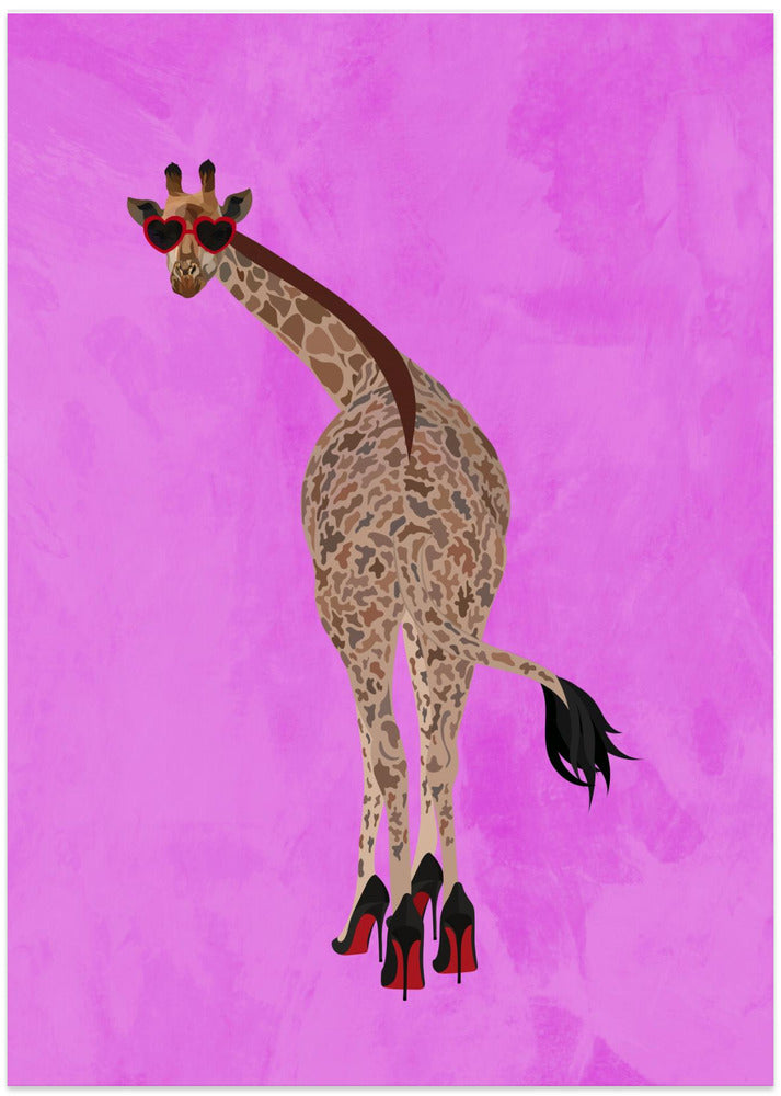 Quirky Giraffe wearing shoes - Art Print by Sarah Manovski