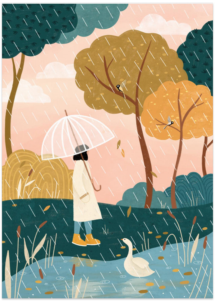 Rainy Day Stroll - Art Print by Bea Müller