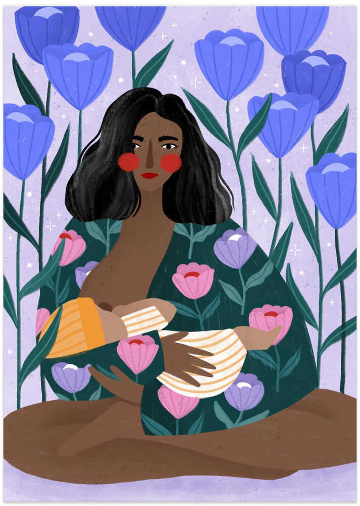 Mother's Floral Embrace - Art Print by Bea Müller