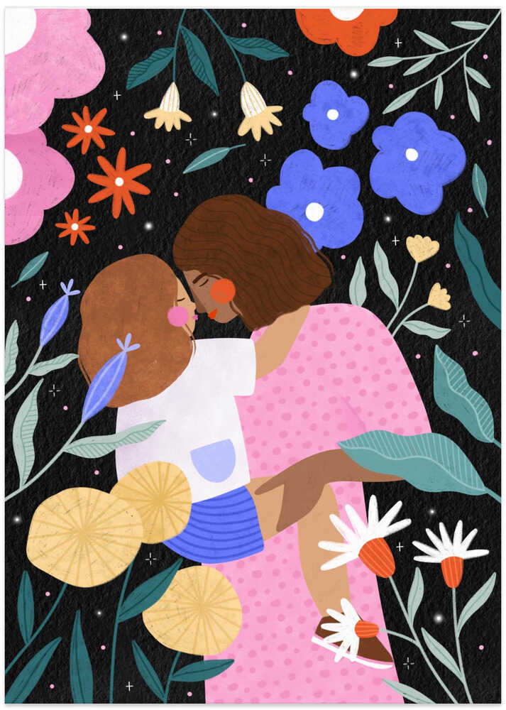 Joyful Mother's Embrace - Art Print by Bea Müller