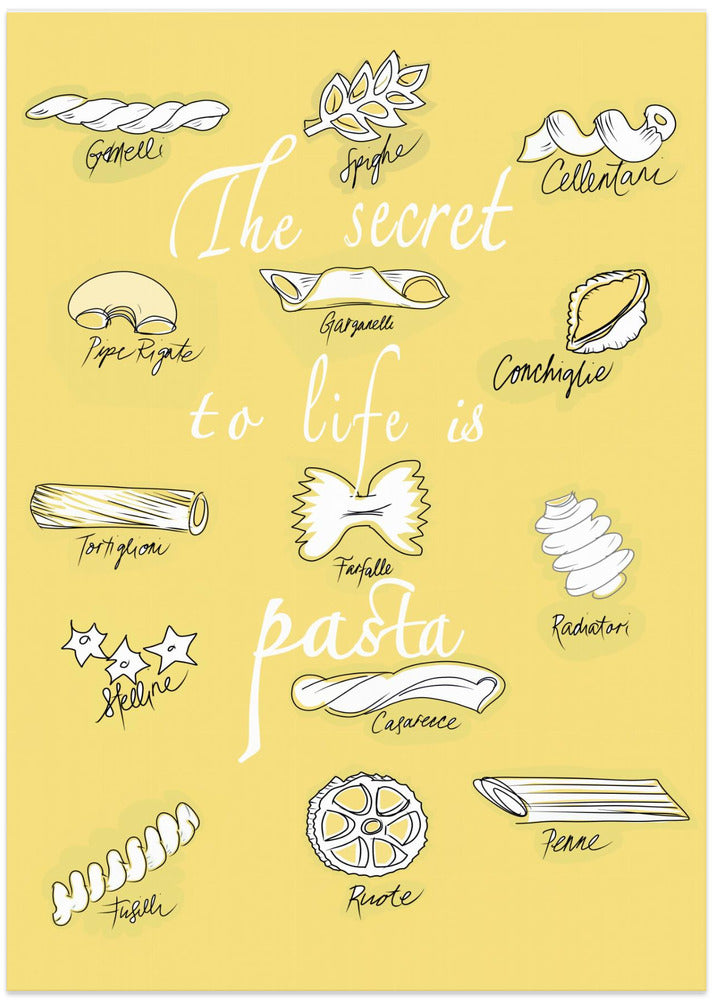 The Secret To Life Is Pasta - Art Print by casa cartissi