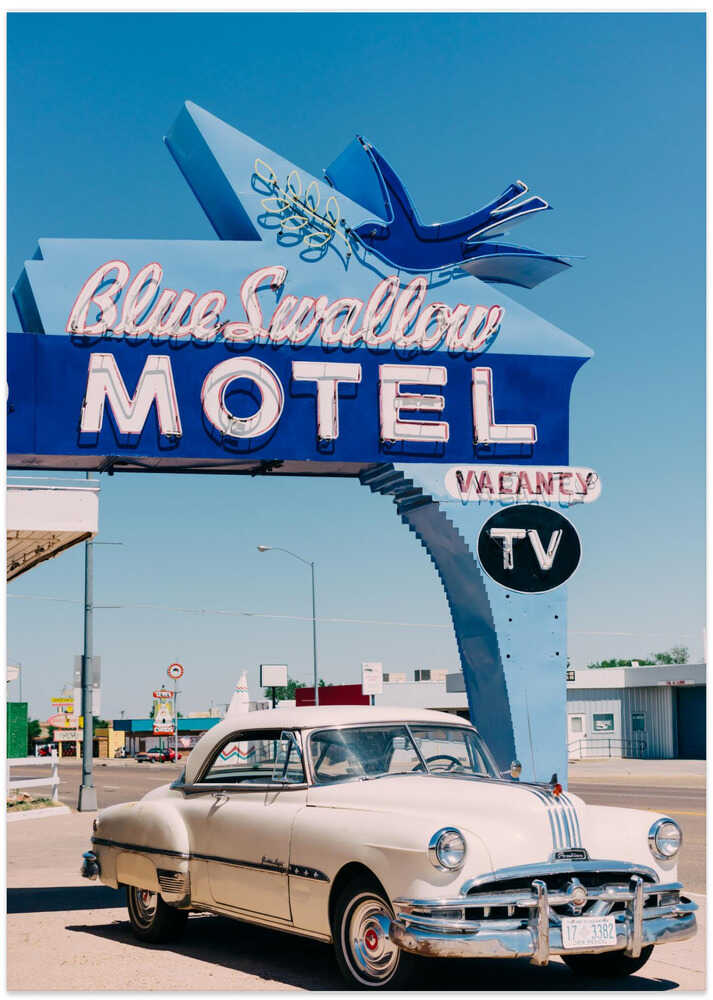 Blue Swallow Motel - Art Print by Bethany Young