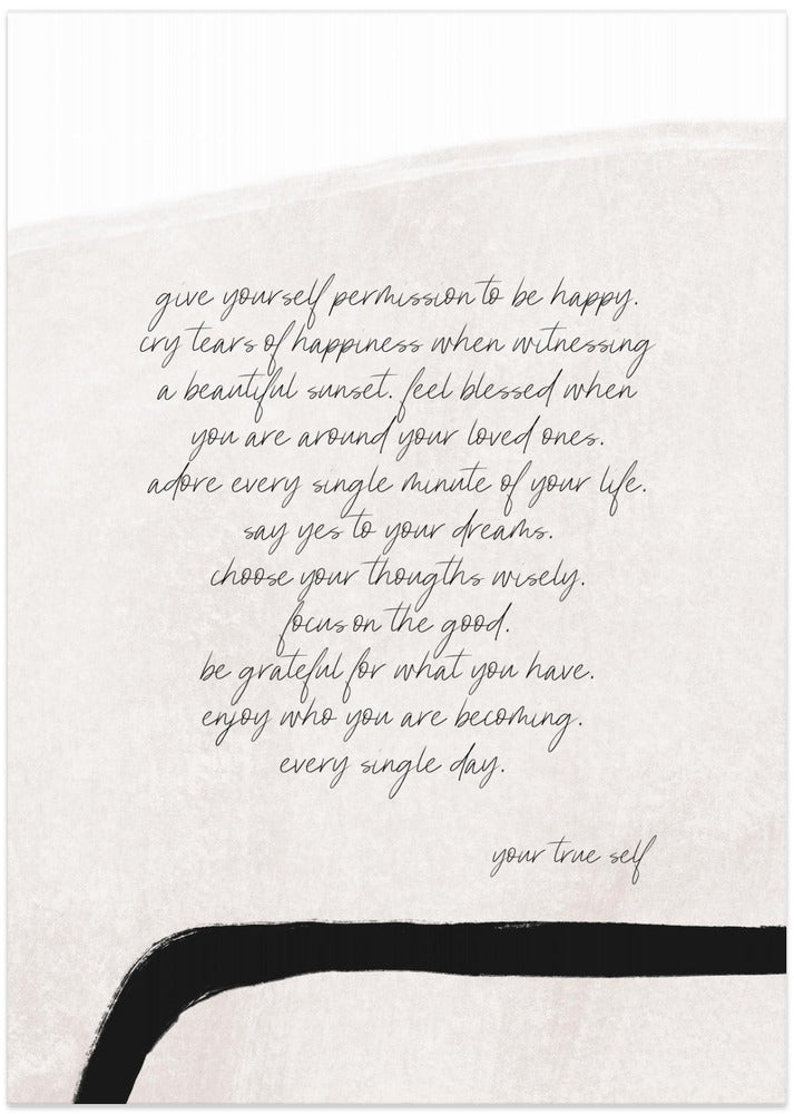 Give Yourself Permission To Be Happy - Art Print by uplusmestudio