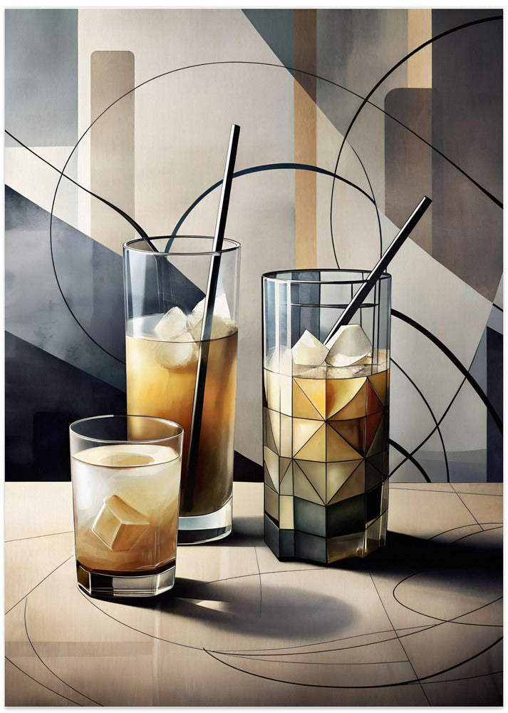 Cubist Cocktails - Art Print by Miguel Bruzual