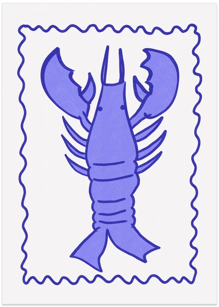 Purple Lobster Stamp - Art Print by Athene Fritsch