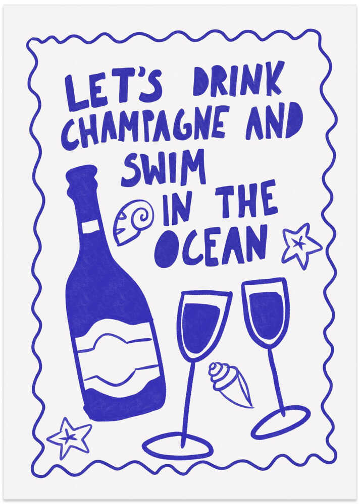 Champagne and Ocean - Art Print by Athene Fritsch