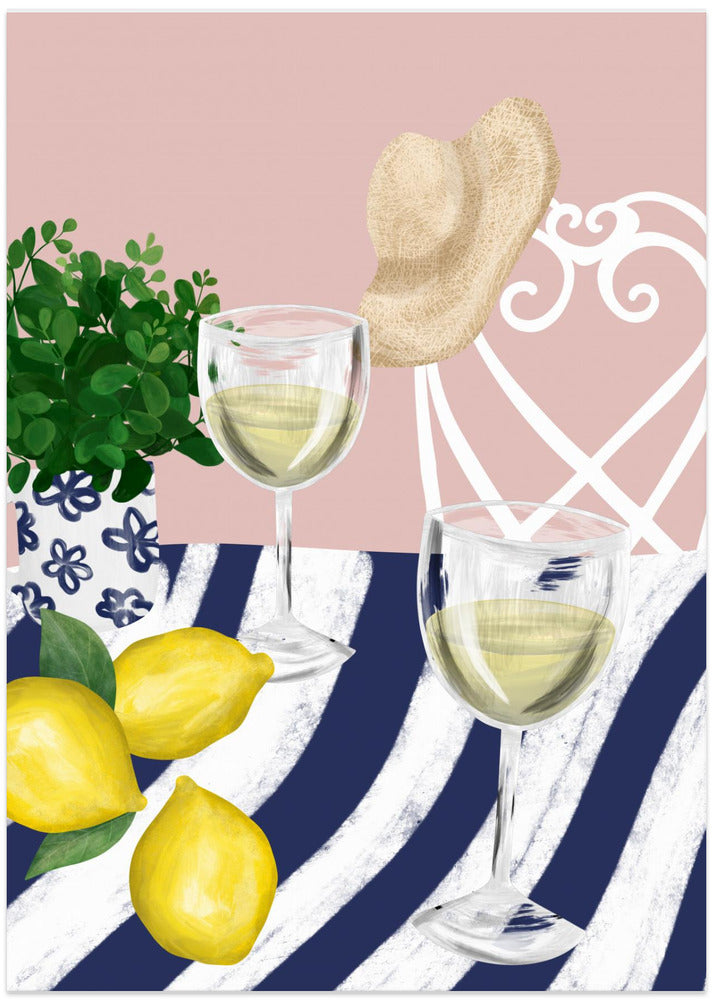 White wine for two - Art Print by EMELIEmaria