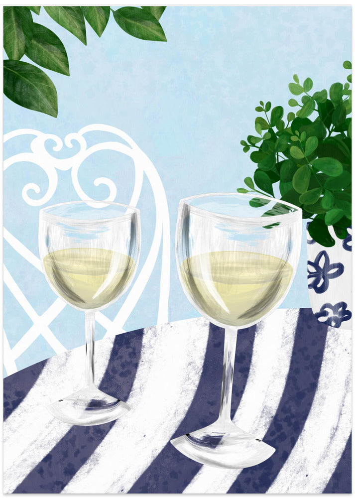 White wine under the tree - Art Print by EMELIEmaria