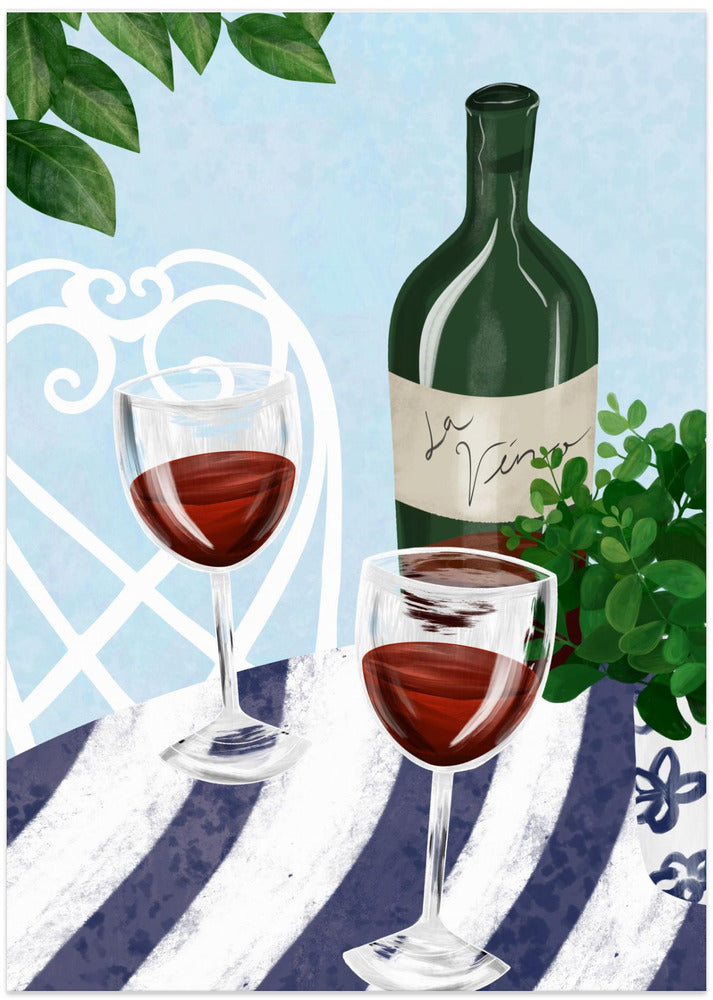 Red wine under the tree - Art Print by EMELIEmaria