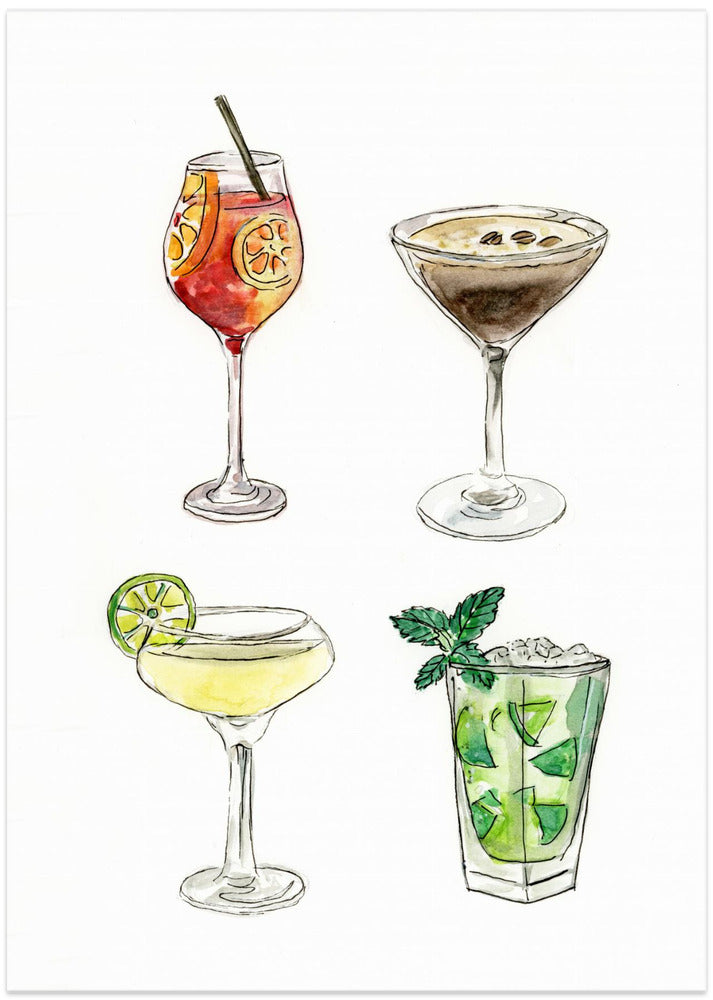 Cocktails - Art Print by Petra Lizde