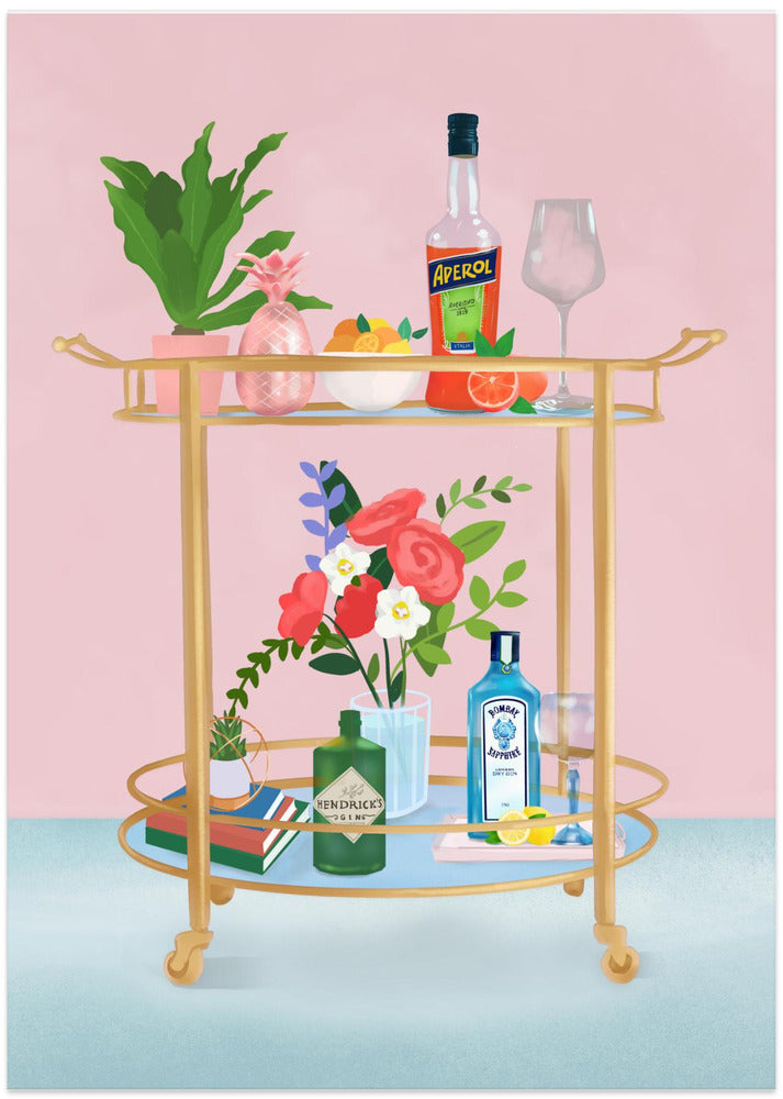 Bar Cart - Art Print by Petra Lizde
