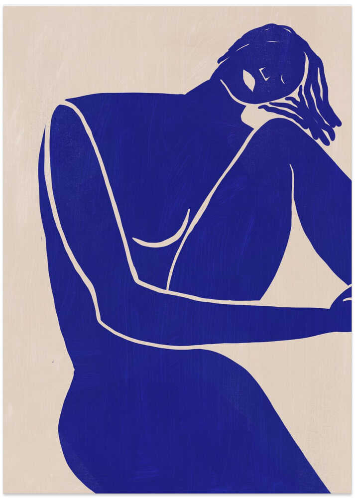 Minimalist Blue Silhouette Figure - Art Print by Little Dean