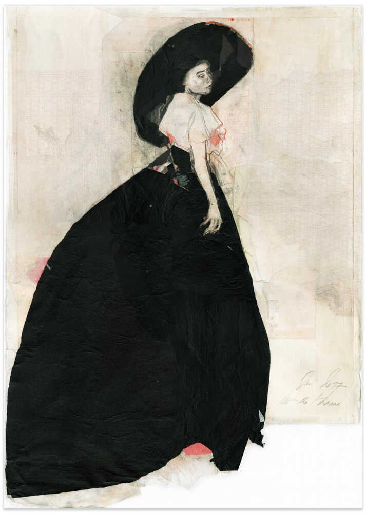 Elegant Woman Black Hat - Art Print by Ute Rathmann