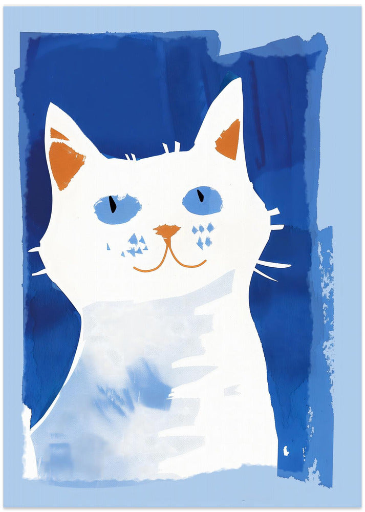 Cat In Blue - Art Print by Andreas Magnusson