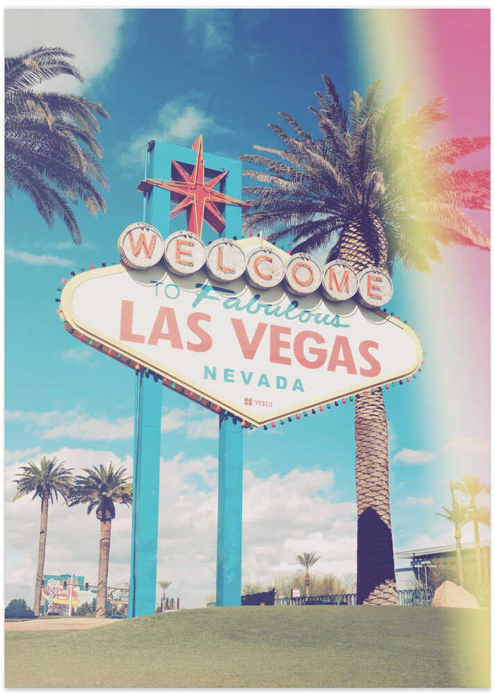 Vegas Sign Vintage - Art Print by Pictufy Studio III Travel Poster