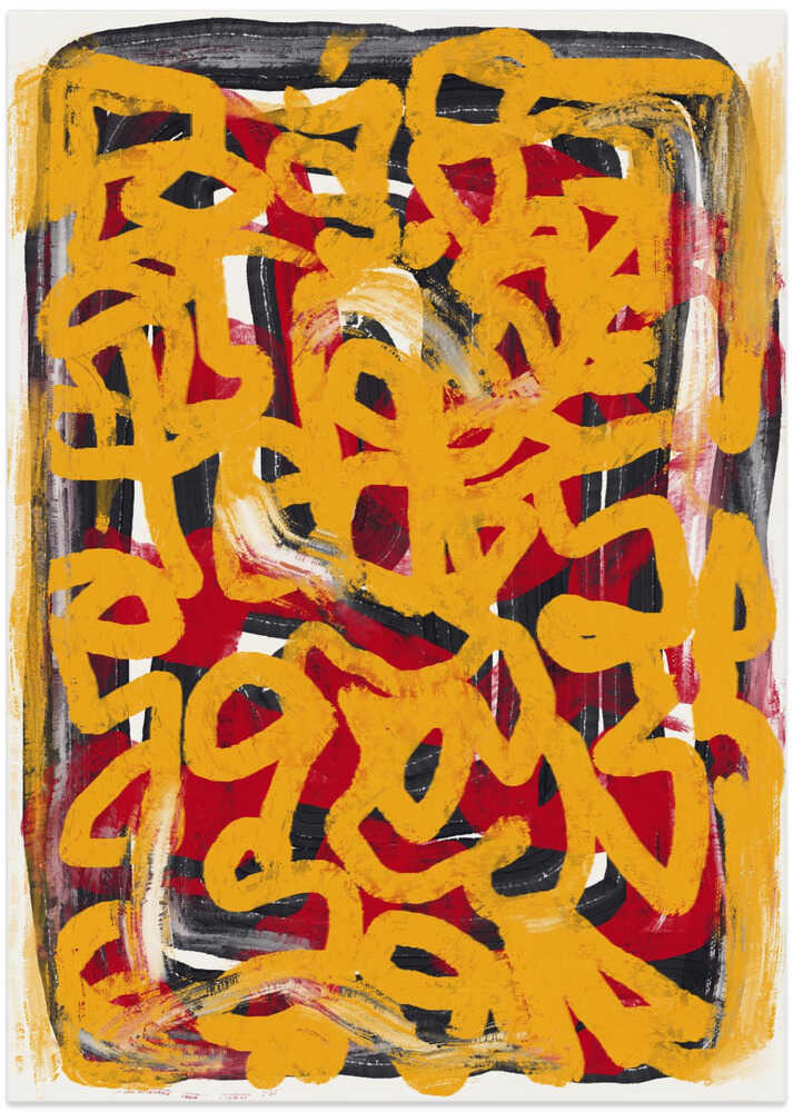 Yellow dotted line art abstract - Art Print by Little Dean