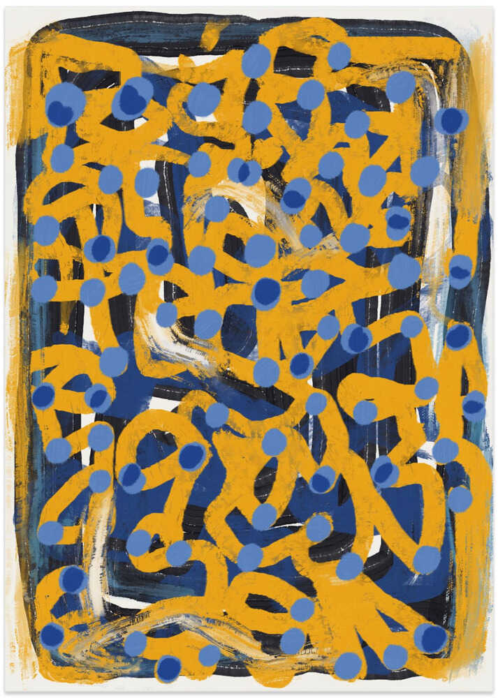 Abstract Blue Polka Dot - Art Print by Little Dean