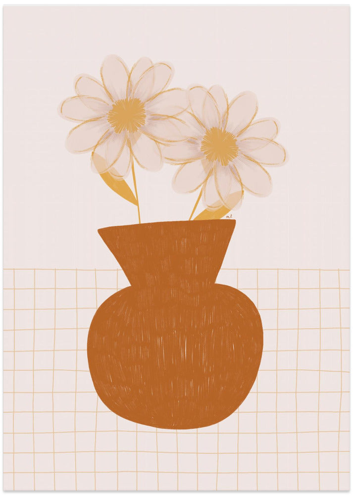 Vase With Two Daisies - Art Print by Menina Lisboa