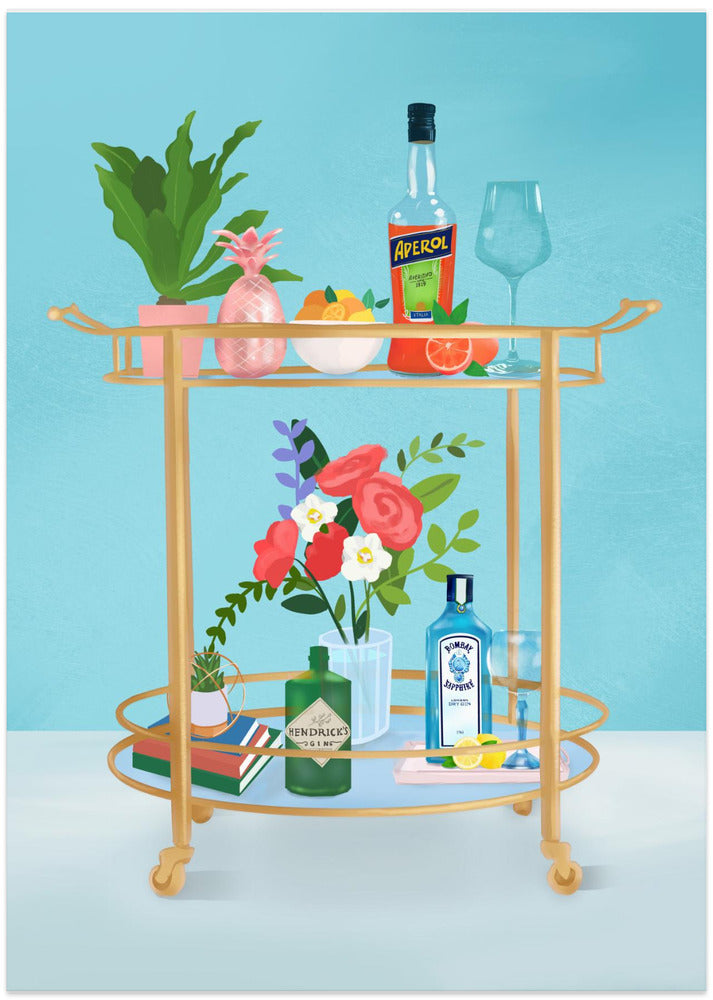Bar Cart - Art Print by Petra Lizde