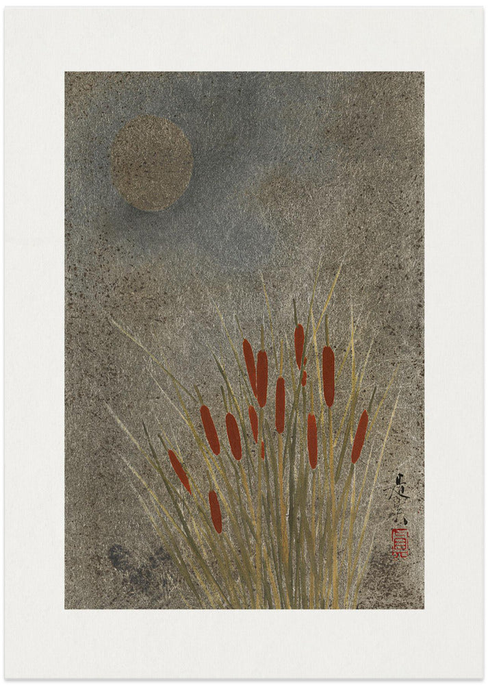 Japanese Grass Field At Night (1807–1891) - Art Print by Shibata Zeshin