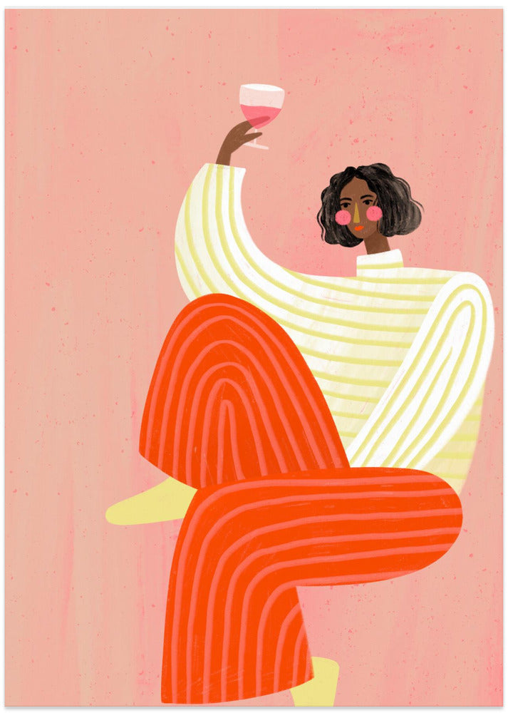 The Woman With The Glass of Wine - Art Print by Bea Müller