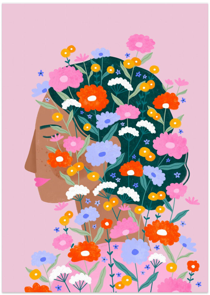 Colourful Flower Lady - Art Print by Bea Müller