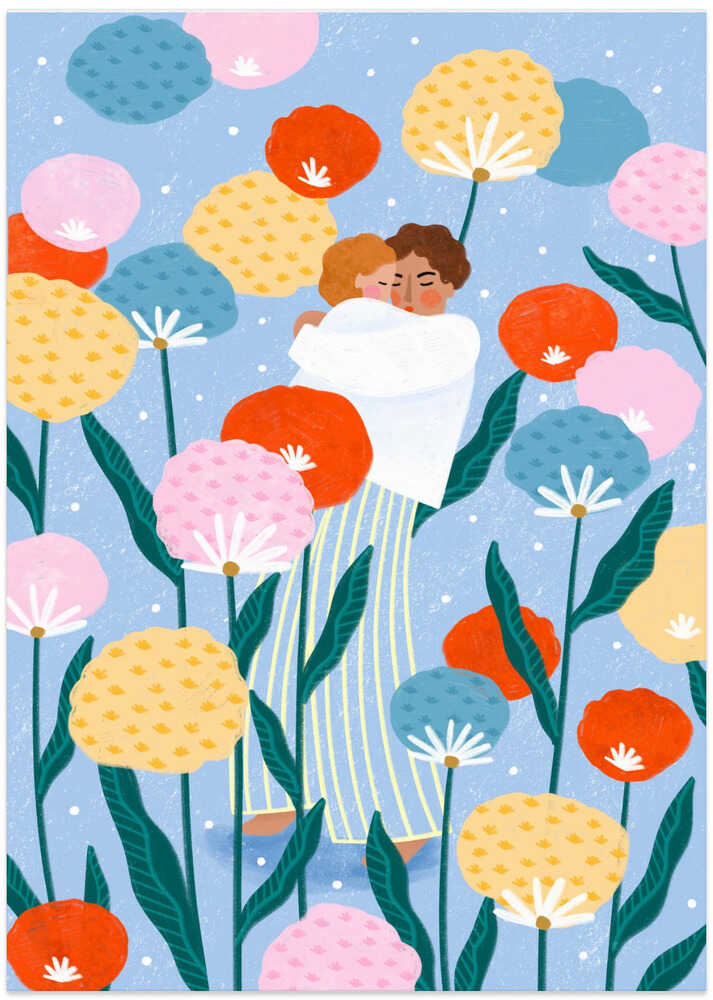 Loving Family Embrace - Art Print by Bea Müller