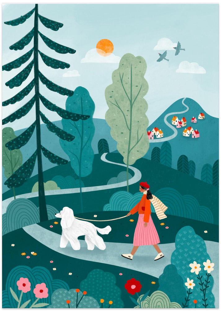 Poodle Walk - Art Print by Bea Müller