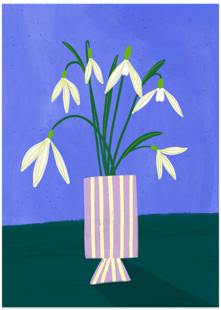 Snowdrops in Stripes - Art Print by Bea Müller