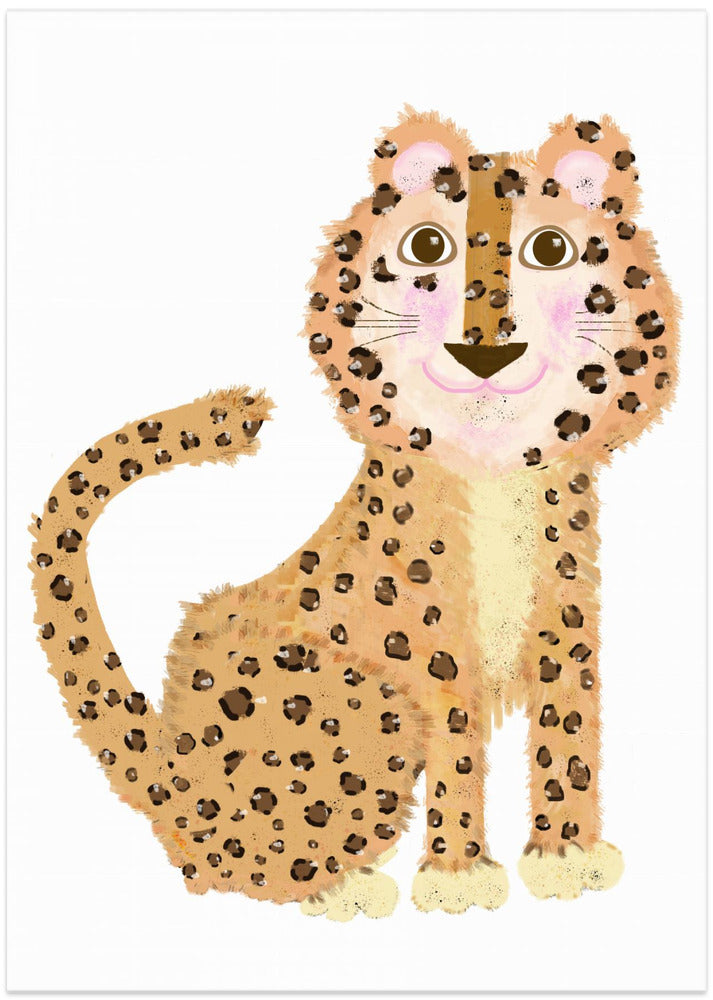 Cute Sitting Leopard - Art Print by Lynnda Rakos