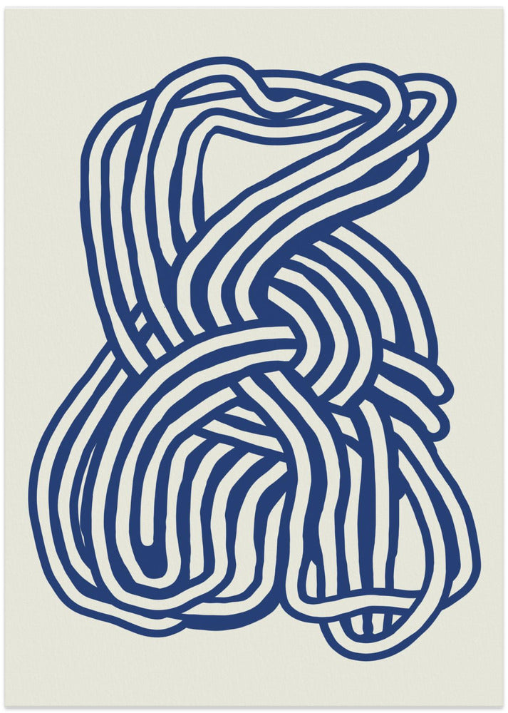 Line art organic shape in blue 02 - Art Print by Little Dean