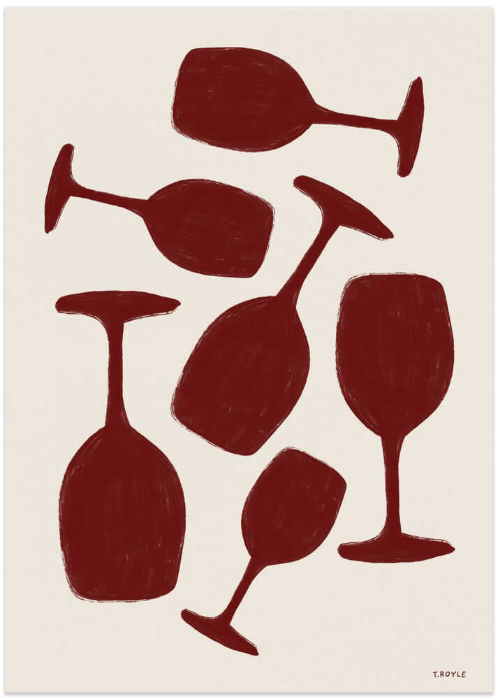 Abstract  Wine Glasses - Art Print by Tara Royle