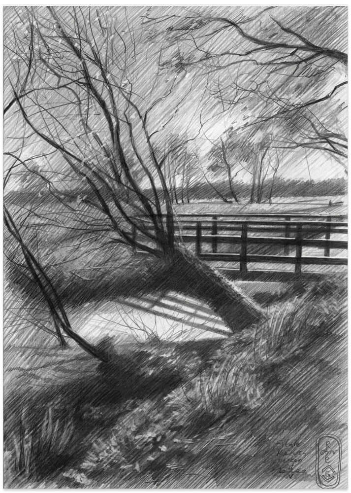 Rural Winter Landscape - Art Print by Corné Akkers
