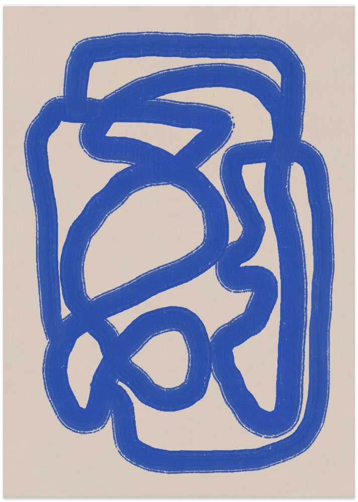 Line art in cobalt blue 04 - Art Print by Little Dean