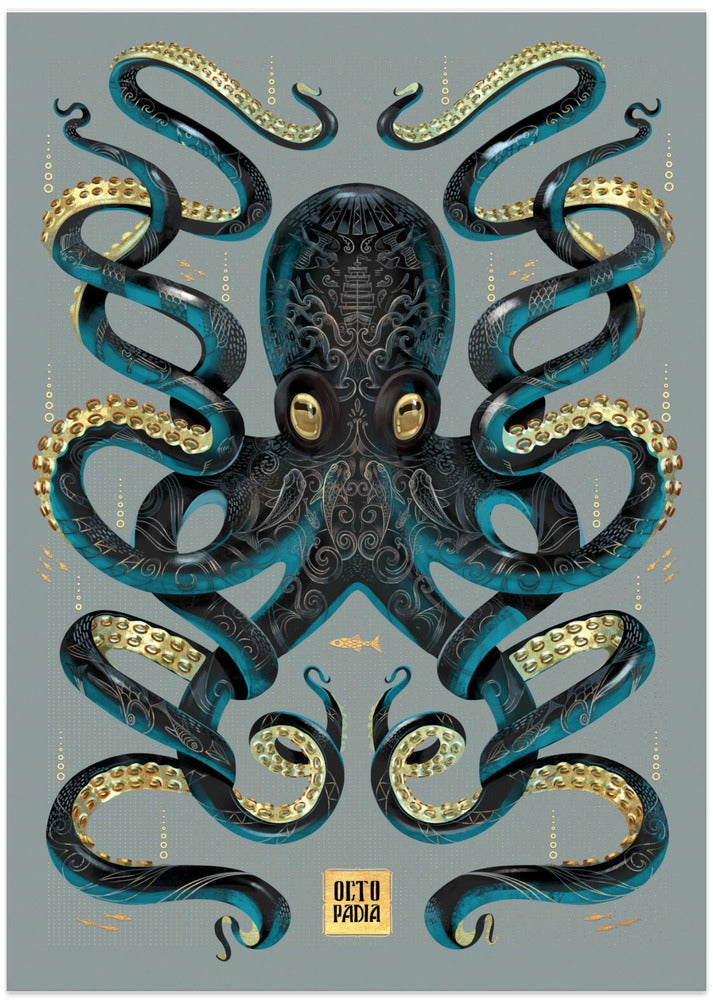 Octopus Black & Gold - Art Print by Mark Harrison