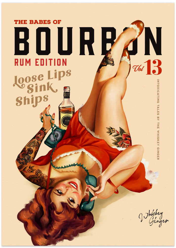 Babes of Bourbon Vol 13 Rum Drinking Pinup Girl Art - Art Print by The Whiskey Ginger
