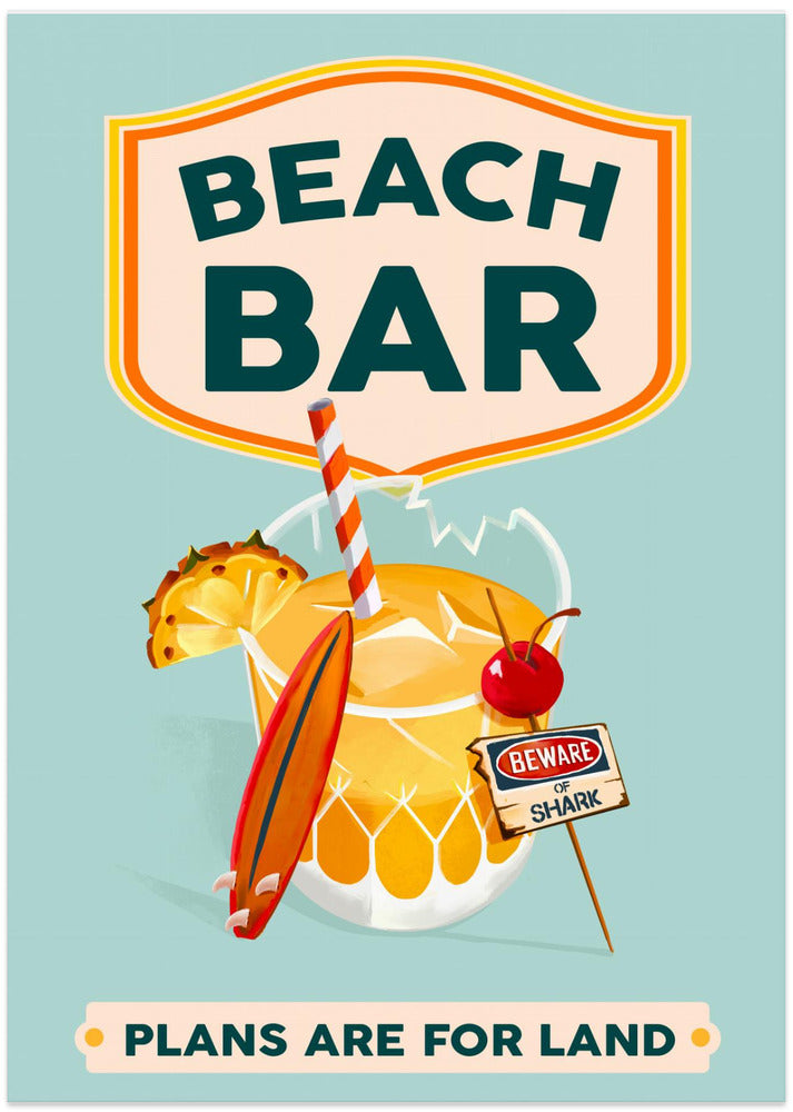 Beach Bar Summer Tropical Cocktail Bar Art - Art Print by The Whiskey Ginger