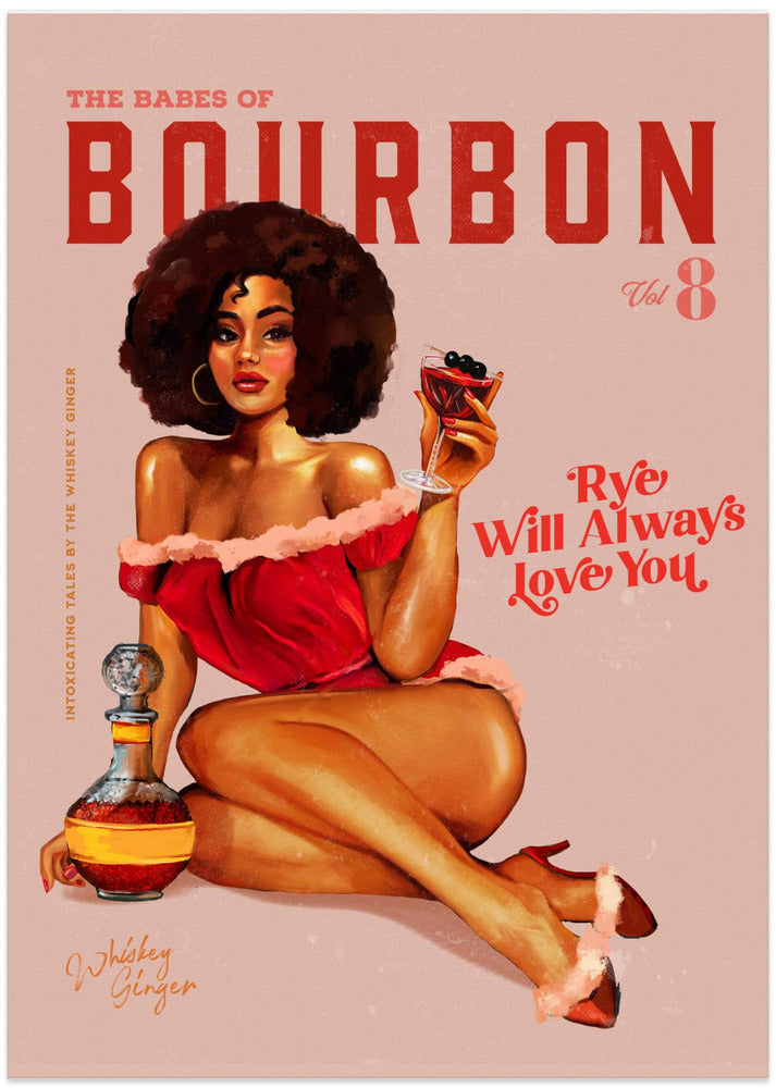 Babes of Bourbon Vol 8 Vintage Pinup Girl With Afro - Art Print by The Whiskey Ginger