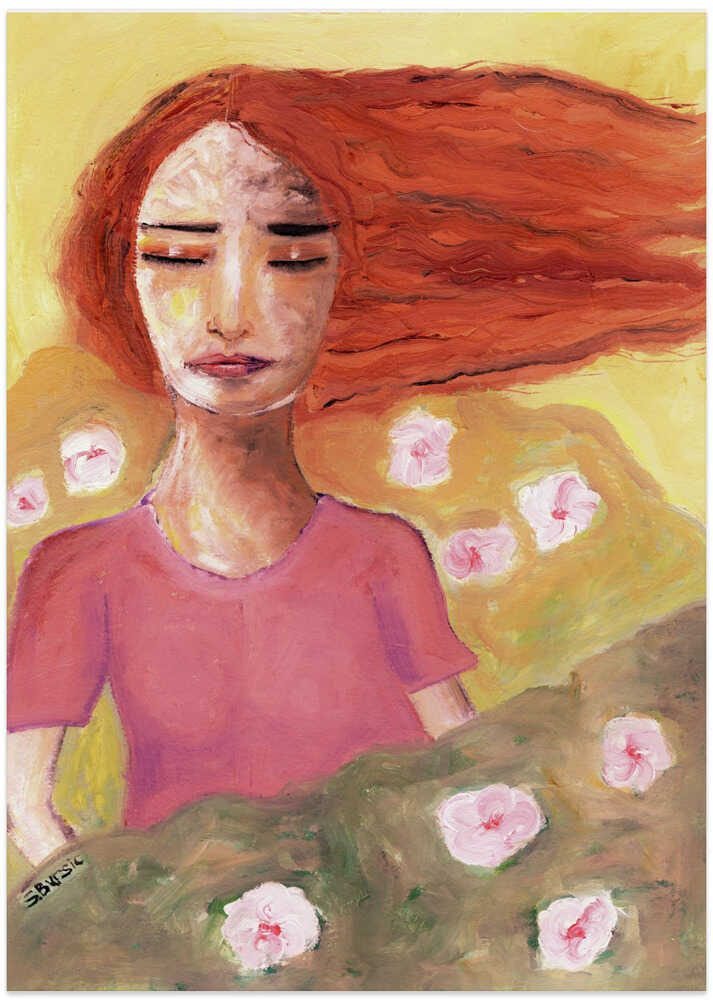 Red Head Free as the Breeze - Art Print by Sharyn Bursic