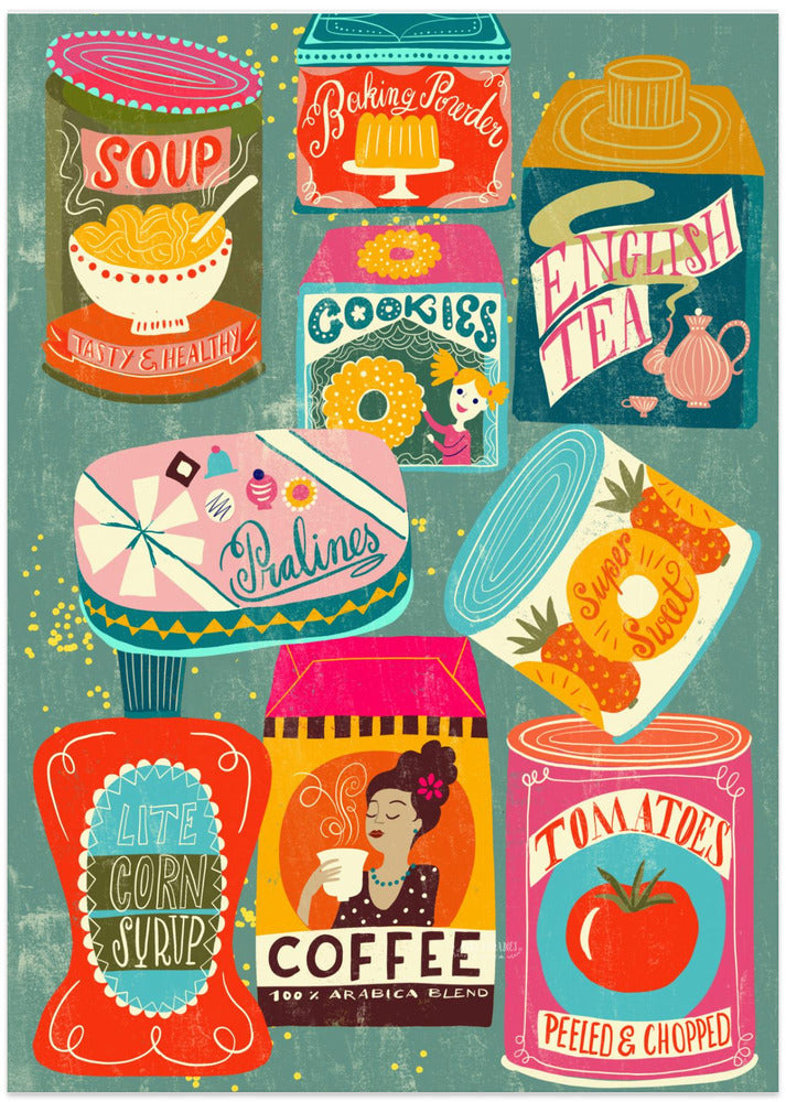 Colorful Pantry Turquoise - Art Print by uta krogmann