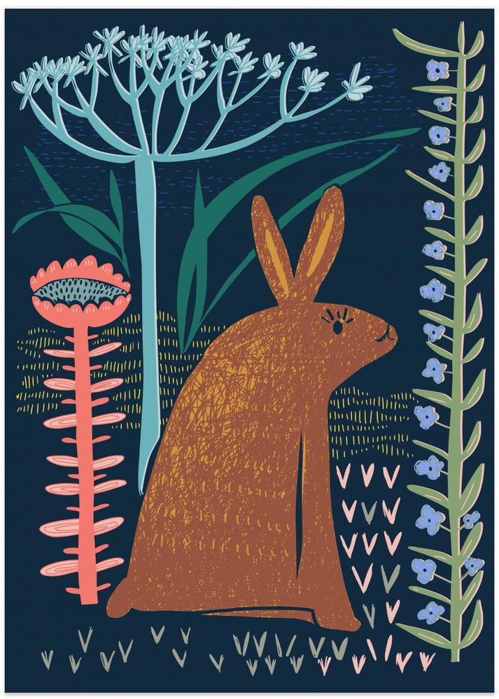 Block print bunny - Art Print by Annick