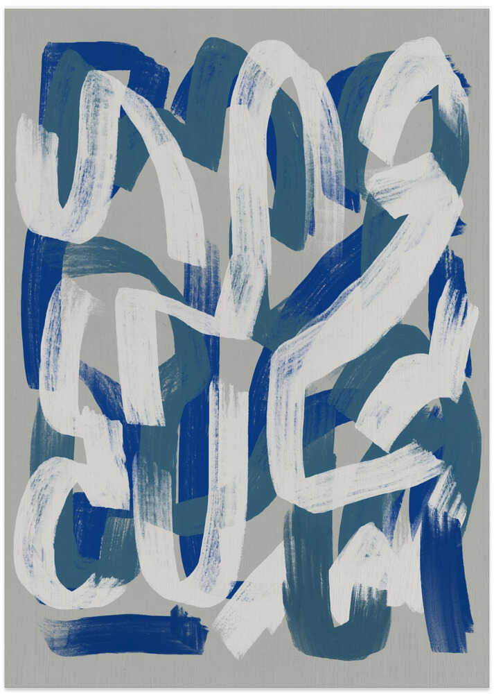 Dry brush abstract in grey and blue 02 - Art Print by Little Dean