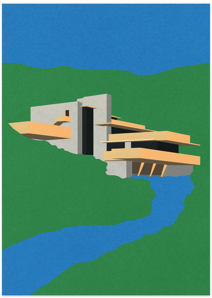 Frank Loyd Wright Falling Water - Art Print by Rosi Feist