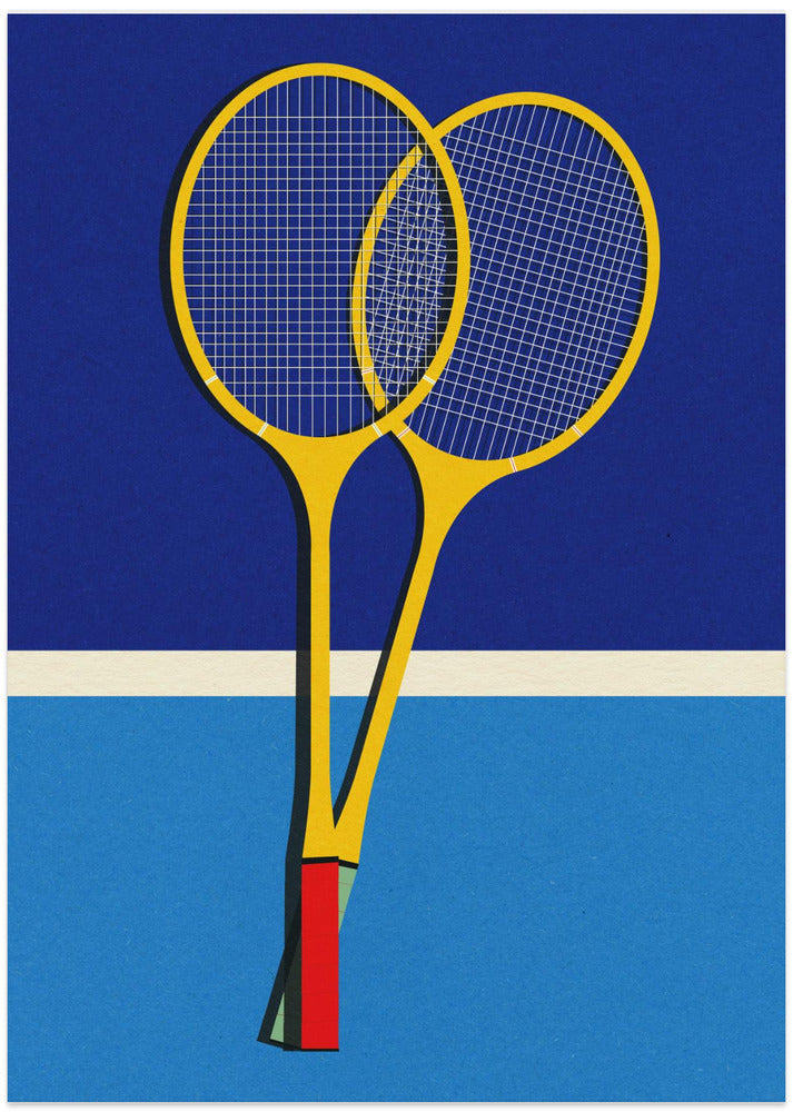 Wooden Badminton Rackets - Art Print by Rosi Feist