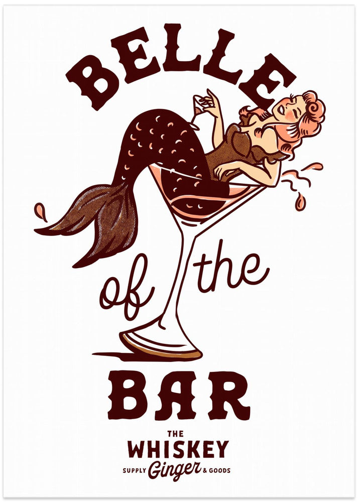 Belle Of The Bar Mermaid Pin Up Art - Art Print by The Whiskey Ginger