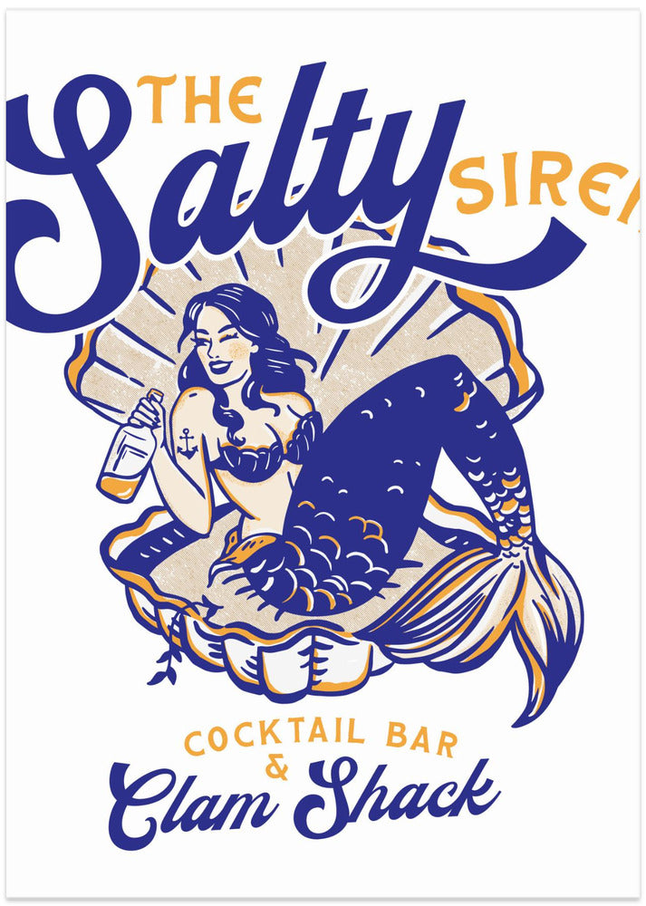 Salty Siren Cocktail Bar and Clam Shack Mermaid - Art Print by The Whiskey Ginger